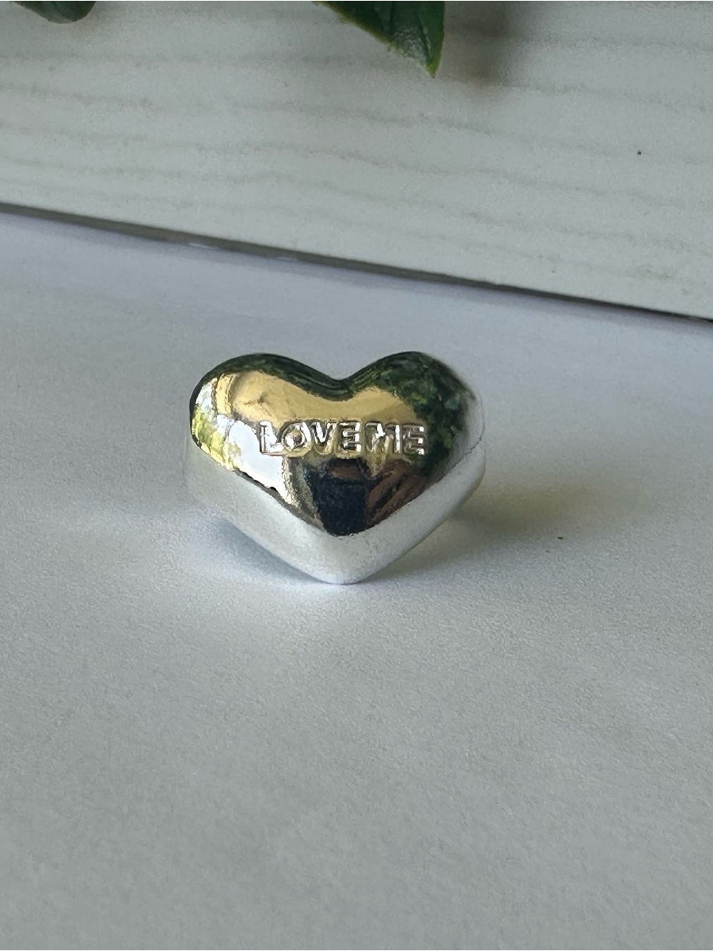 Sterling Silver Heart Bead Charm - Polished Silver - Picture 4 of 5